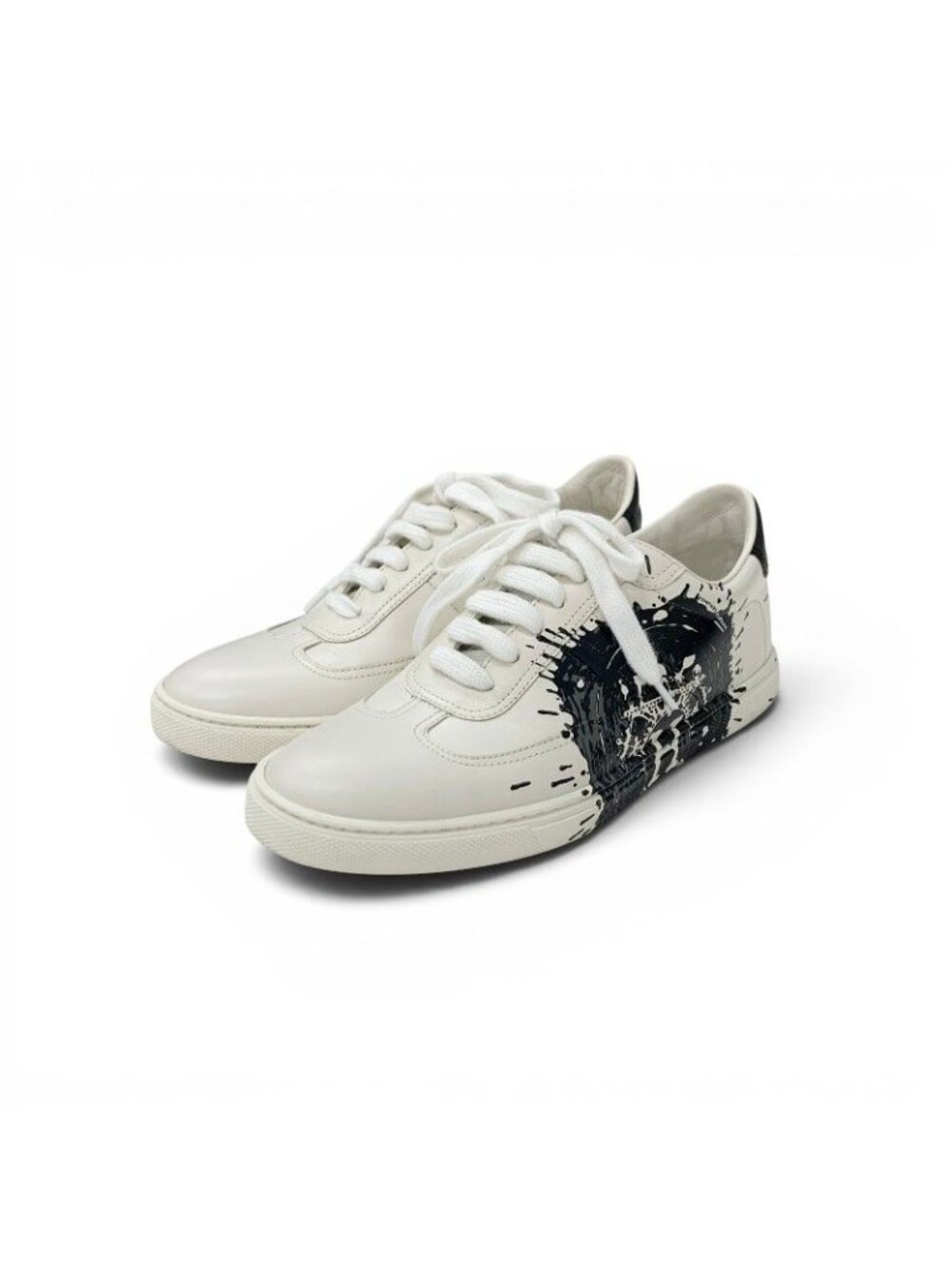Hermes Quicker Sneakers Leather White Black Fresh Paint